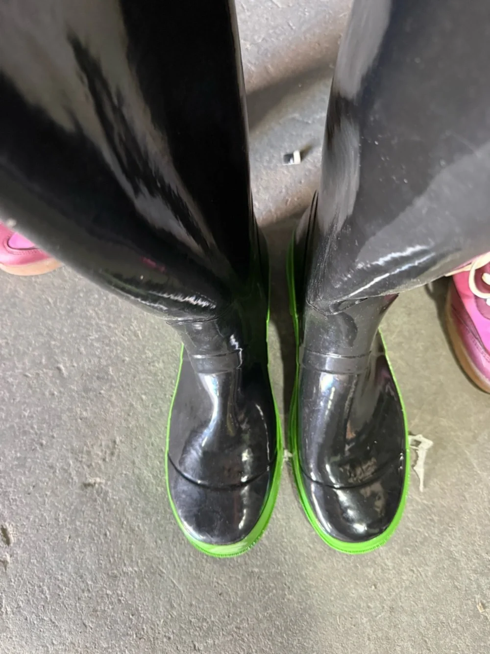 Marc Jacobs Black Rain Boots with Green Sole